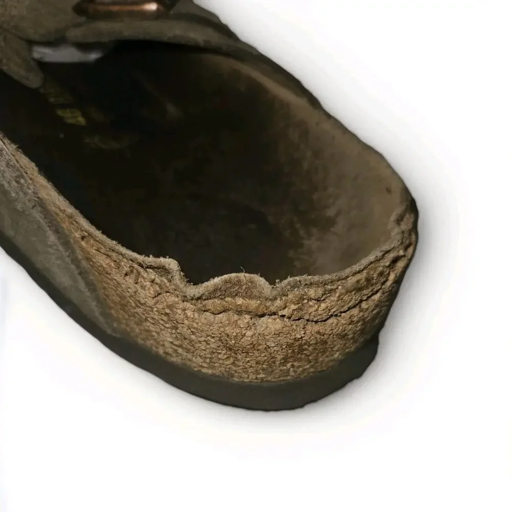 Birkenstock Boston Taupe Suede Leather Soft Footbed Clog Shoes Size 46 (13 US)